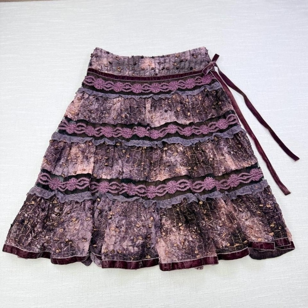 Whimsigoth Tiered Maxi Skirt Fairy Grunge Lace Mori Girl Womens L